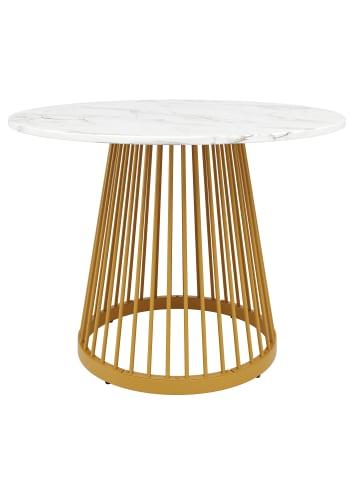 Runder Esstisch in Gold 80x80x76 cm mit Metallbeinen 