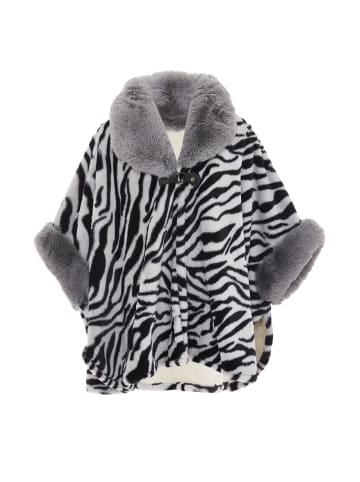 Women Poncho in Grau Schwarz