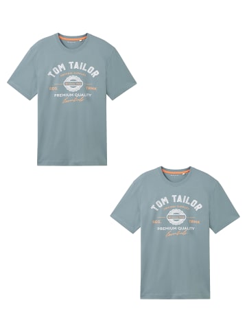 Logo T-Shirt 2-er Pack Kurzarm Set mit Logo Print in Hellblau-2