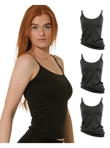 Spaghetti Top - Unterhemd 4er Set Träger Top in schwarz