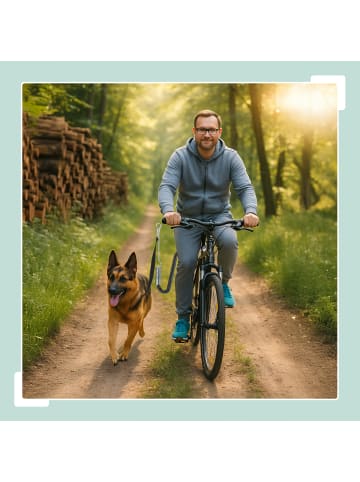 Hunde-Fahrradleine in Schwarz/ Silber