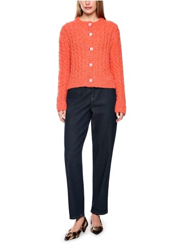 Cardigan mit Zopfmuster und Knopfleiste in Tigerlily