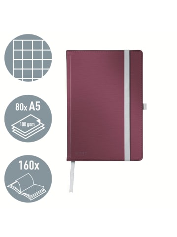 Notizbuch Style HC A5 kariert granat rot