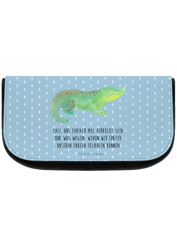 Make-up-Organizer Krokodil mit Spruch in Blau Pastell
