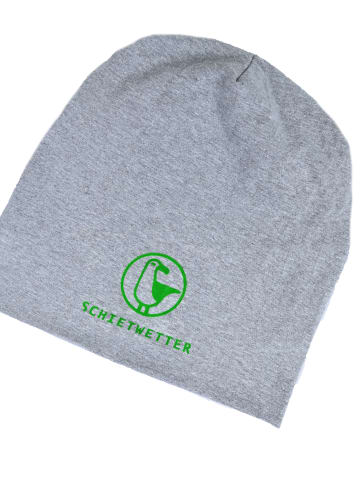 Beanie mit Print Möwe in grey/neon green