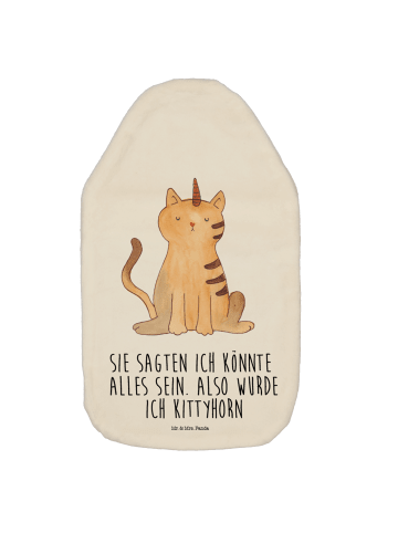 Wärmflasche Einhorn Katze mit Spruch in Weiß