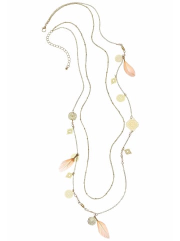 Lange Kette in goldfarben-rosa