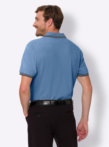 Kurzarm-Poloshirt in mittelblau