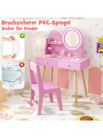Kinder Schminktisch Set mit Beleuchtung ab 3 Jahren in Rosa