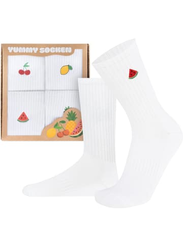 4 Funktions Tennissocken mit Frotteesohle in Früchte