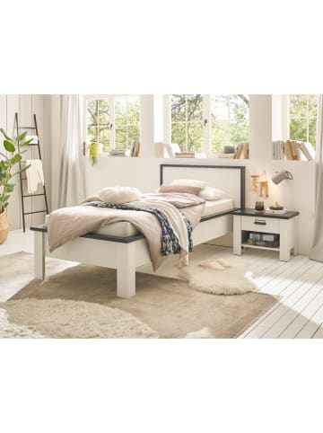 Schlafzimmer-Set 2-teilig in weiß Pinie Landhaus mit Bett 90 x 200 cm