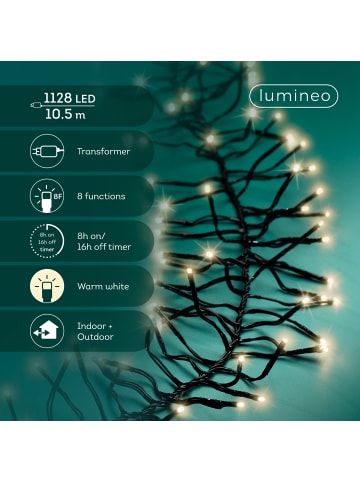 Lichterkette CLUSTER TWINKLE 1128 LED 10 m, schwarzes Kabel in warm weiß