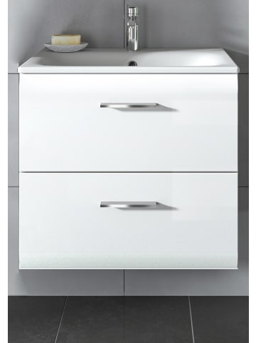 Waschbeckenunterschrank inklusive Waschbecken weiß Hochglanz, Waschtisch hängend