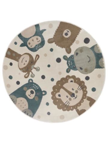 Adventures Kinderteppich Tierparty - creme, braun, blau