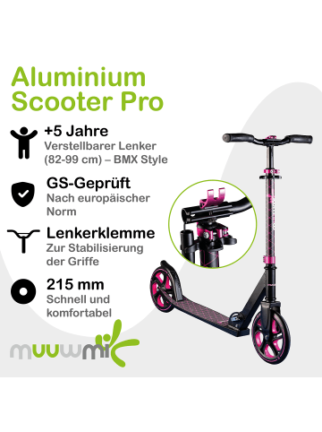 Aluminium Scooter Pro 215 mm in new pink