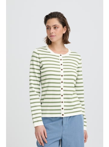 Strick-Cardigan langarm IHLULS Regular fit in SMALL IGUANA WHITE STRIPE