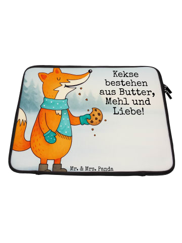 Laptop Sleeve Fuchs Keks Design mit Spruch in Weiß