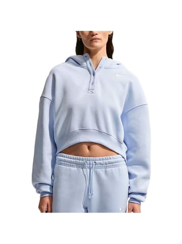 Phoenix Fleece verkürzter Oversize-Henley-Hoodie in blau