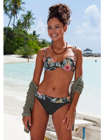 Bügel-Bikini-Top in schwarz bedruckt