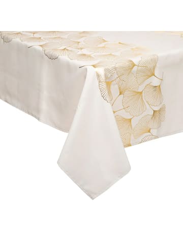 Tischdecke mit Ginkgo-Muster GINKO in Gold, 140 x 240 cm