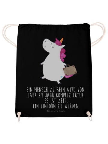 Beutelrucksack Einhorn Koffer mit Spruch in Schwarz