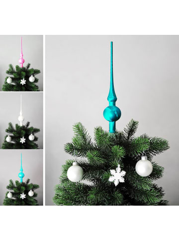 Christbaumspitze Eislack 28cm Glas Matt Emaille in Petrol Eislack