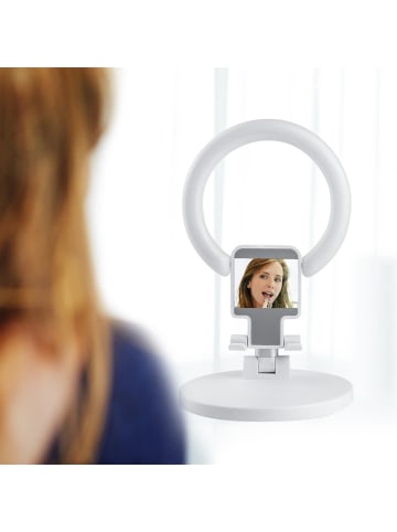 Telefonhalterung mit Ringlicht in Weiß