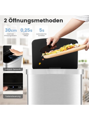 50L Mülleimer mit Sensor in Silber