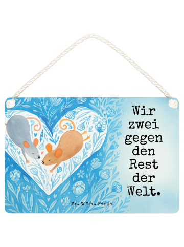 Schild Mäuse Herz Design mit Spruch in Weiß