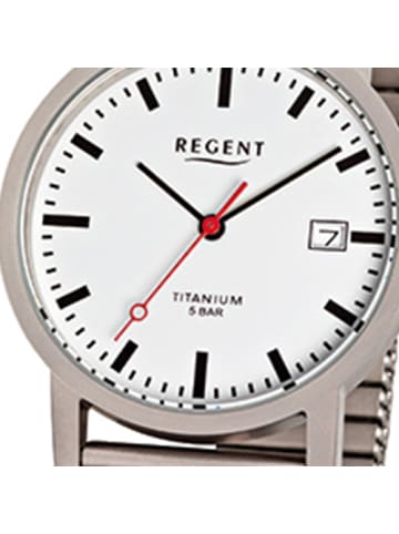 Analog-Armbanduhr Regent Titan-Uhren silber, grau mittel (ca. 34mm)