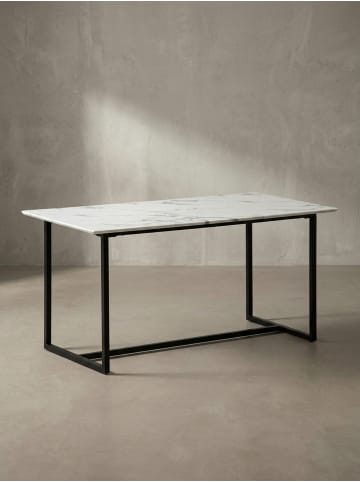 Esszimmertisch 120x60x76 cm Küchentisch in Marmor-Optik Modern, in Weiß