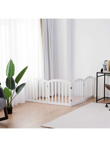 4 tlg. Absperrgitter Hunde 61cm in Weiß