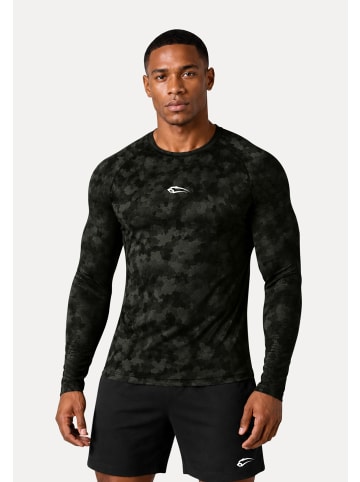 Kompression Camo Longsleeve Varek in Grün/Schwarz