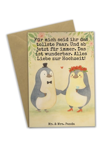 Grußkarte Hochzeit Pinguin Design mit Spruch in Weiß