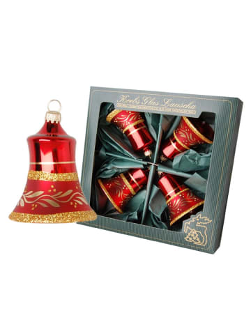 4er-Set: Baumschmuck-Glasornament in Rot