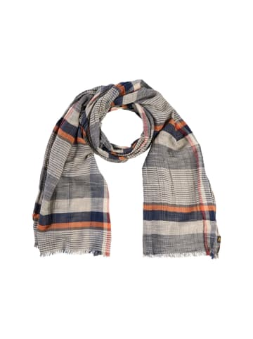 Multicolour Webschal aus Baumwoll-Twill in Orange