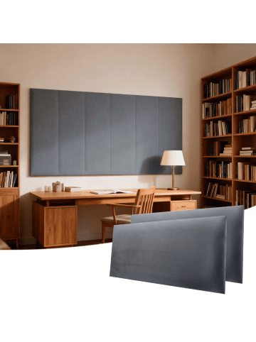 2er-Set Wandkissen aus Stoff 30x60cm 3D Gepolsterte Wandpaneele in Dunkelgrau