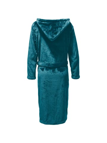Fleece Unisex-Bademantel mit Kapuze Perris in petrol