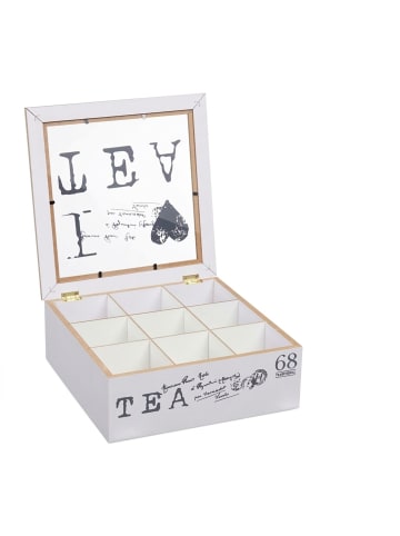 Teebox in Weiß/ Grau - (B)25 x (H)9 x (T)25 cm