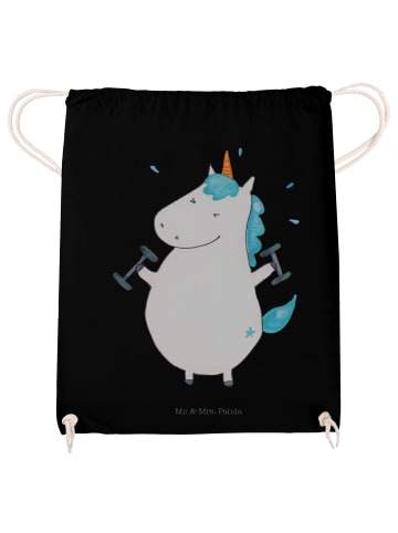 Jutebeutel Einhorn Fitness ohne Spruch in Schwarz
