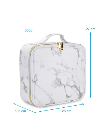 Make Up Tasche in Marmor Optik in Gau - Weiß