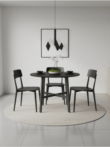 Esstisch Barnet in Ebenholzschwarz-Tintenschwarz - (B)80 x (H)75 x (T)80 cm