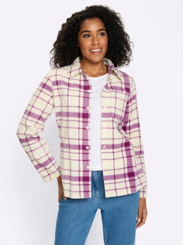 Fleece-Jacke in orchidee-champagner-kariert