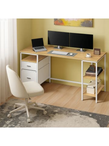 Computertisch Barnet in Eichenfarben-Weiß - (B)160 x (H)76 x (T)60 cm