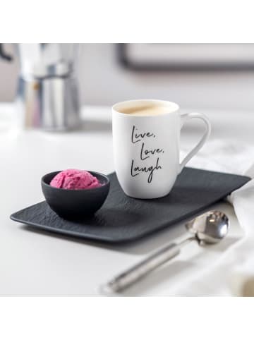 6er Set Becher mit Henkel 'Live Love Laugh' Statement in Weiß 290 ml