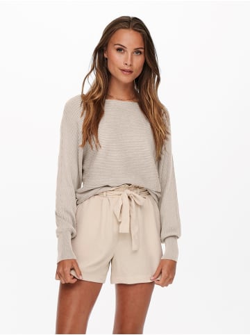 Kurzer Stretch Strickpullover Langarm Sweater ONLADALINE in Beige