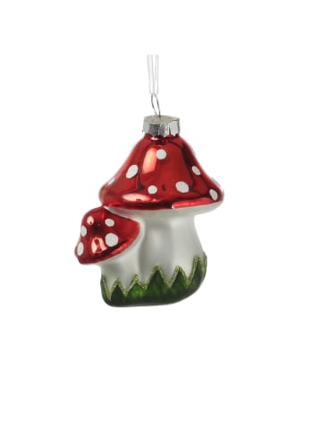 Christbaumschmuck Fliegenpilze für Weihnachtsbaum Glas H: 8cm in rot, weiß
