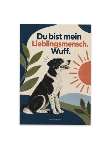 Postkarte Hund modern Design mit Spruch in Weiß