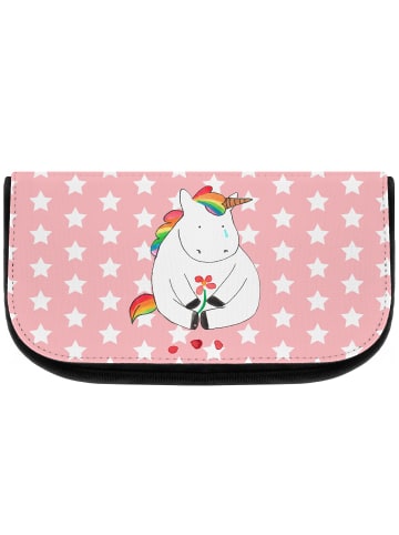 Kulturtasche Einhorn Traurig ohne Spruch in Rot Pastell