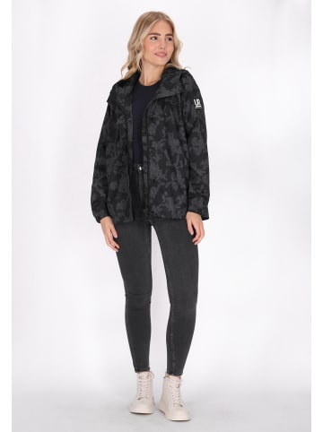 Damen Oversized Anorak in Dunkelgrau Schwarz Camouflage